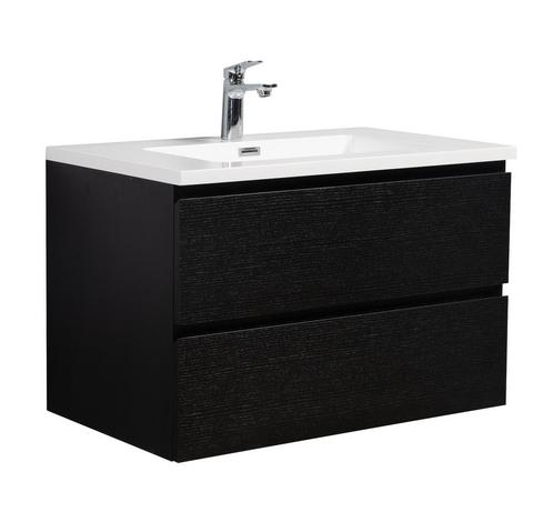 Badkamermeubel Set Angela 80cm Zwart Houtnerf  Badmeubel, Huis en Inrichting, Badkamer | Badkamermeubels, Nieuw, Wastafelkast