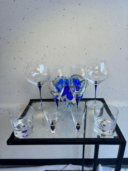 Orrefors Sweden - Beker (9) - Orrefors Intermezzo Blue set –, Antiek en Kunst, Antiek | Meubels | Tafels