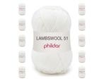 Phildar Lambswool 340 - White (10 stuks), Ophalen of Verzenden, Nieuw, Breien of Haken, Wol of Garen