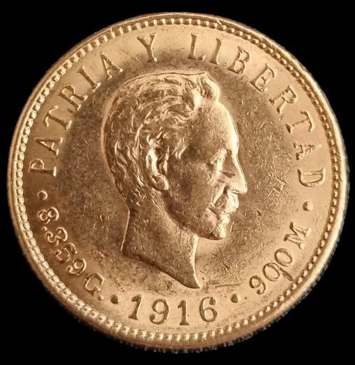 Gouden 5 Pesos Cuba 1916 (15% boven spot), Postzegels en Munten, Munten | Amerika, Losse munt, Goud, Verzenden