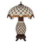 Tiffany tafellamp met verlichte voet – amber & rood, Verzenden, Nieuw