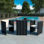 vidaXL 3-delige Bistroset met kussens poly rattan zwart, Verzenden, Nieuw, Rotan, 3 zitplaatsen