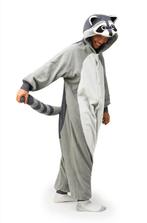 Onesie Grijze Wasbeer Pak L-XL Wasbeerpak Kostuum Grijs Racc, Maat 52/54 (L), Carnaval, Nieuw, Ophalen of Verzenden