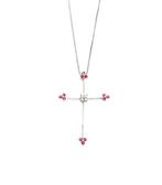 Ketting met hanger - 18 karaat Witgoud - 0.17ct. tw. Robijn