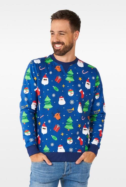 Kersttrui Festive Blauw, Kleding | Heren, Carnavalskleding en Feestkleding, Nieuw, Ophalen of Verzenden