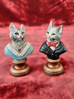 Franz Bergmann - Beeldje - Pair of Cat Busts Male & Female, Antiek en Kunst