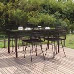 vidaXL 5-delige Tuinset poly rattan zwart, 4 zitplaatsen, Nieuw, Tuinset, Verzenden