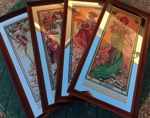 Alphonse Mucha (after) Four Seasons series - Spiegel (4) -, Antiek en Kunst, Curiosa en Brocante
