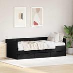 vidaXL Dagbedframe met lades Zwart eiken 90 x 200 cm Bewerkt, Huis en Inrichting, Verzenden, Nieuw, Zwart, Hout