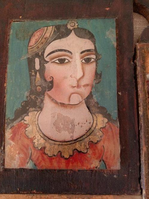 Qajaar bruiloft spiegelt - Hout - Midden-Oosten - Qajar, Antiek en Kunst, Kunst | Niet-Westerse kunst