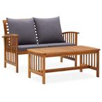 vidaXL 2-delige Loungeset met kussens massief acaciahout, 2 zitplaatsen, Verzenden, Nieuw, Loungeset