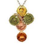 Gouden hanger met diamant en gekleurd glas 18 karaat, Sieraden, Tassen en Uiterlijk, Kettinghangers, Verzenden, Zo goed als nieuw