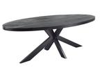 Eettafel Mangohout ovaal zwart incl bezorgen en stoelen, Huis en Inrichting, Tafels | Eettafels, 200 cm of meer, 50 tot 100 cm