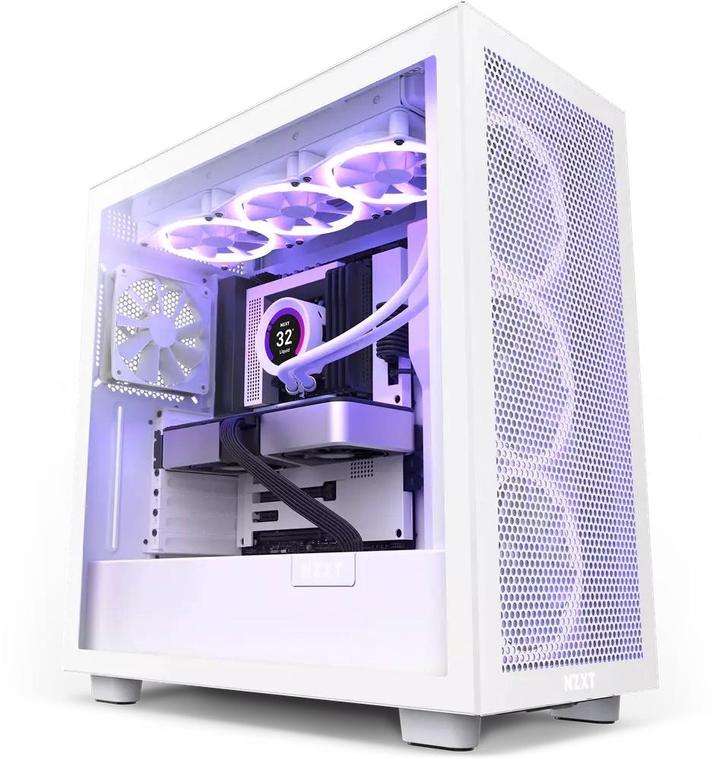 NZXT H7 Flow (2022) Mid Tower Behuizing - Wit (Gaming kast), Computers en Software, Desktop Pc's, Nieuw, Ophalen of Verzenden