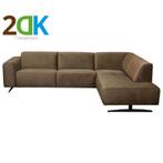 2DK Hoekbank Lambada rechts velours Juke taupe, Huis en Inrichting, Banken | Bankstellen, Ophalen of Verzenden, Nieuw, Rechte bank