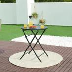 Klaptafel Sande tuintafel metaal rond 71xØ62 cm zwart [en.ca, Tuin en Terras, Tuintafels, Verzenden, Nieuw