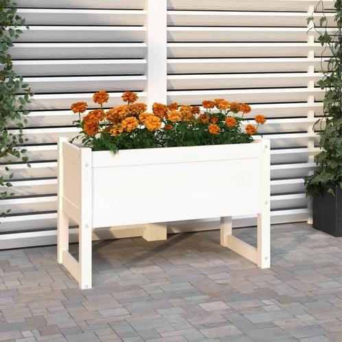 vidaXL Plantenbak 78x40x52 cm massief grenenhout wit, Tuin en Terras, Bloembakken en Plantenbakken, 60 tot 100 cm, Nieuw, Hout