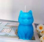 Schattige katvormige 3D kaars - Licht blauw - super schattig, Verzenden, Nieuw