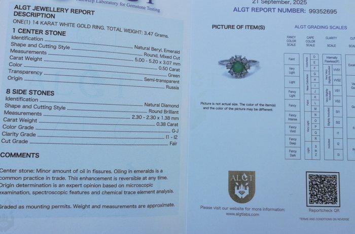 Cocktailring - 14 karaat Witgoud - 0.88ct. tw. Smaragd -, Sieraden, Tassen en Uiterlijk, Antieke sieraden