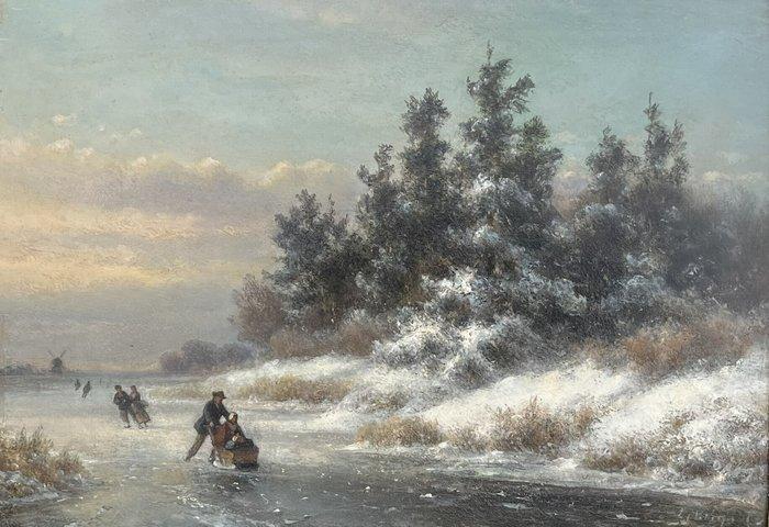 L.J. Kleijn (1817-1897) - Winterlandschap met bakslede, Antiek en Kunst, Kunst | Schilderijen | Klassiek