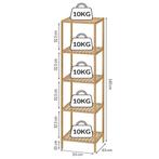 Bamboe staande opbergrek met 5 legplanken 140x33x33cm, Huis en Inrichting, Verzenden, Nieuw