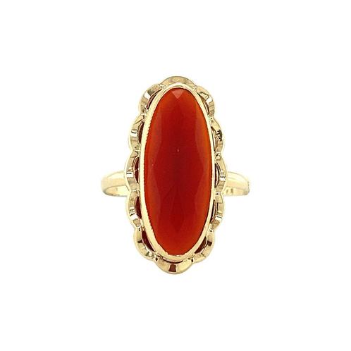 Gouden ring met carneool 14 krt, Sieraden, Tassen en Uiterlijk, Ringen, Nieuw, Ophalen of Verzenden
