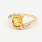 Ring - 18 karaat Geel goud Citrien - Diamant, Nieuw