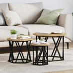 vidaXL Nest Bijzettafels 3 stuks Artisan Eiken Hout, Verzenden, Rond, Nieuw, 50 tot 100 cm