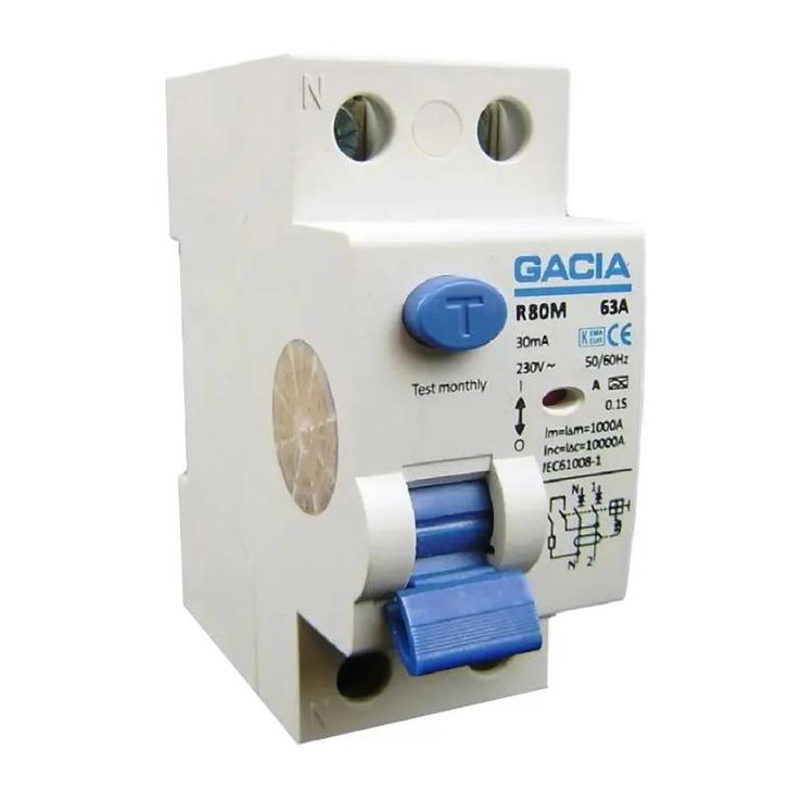 GACIA aardlekschakelaar 30mA 40A 2P, Doe-het-zelf en Verbouw, Elektra en Kabels, Nieuw, Verzenden