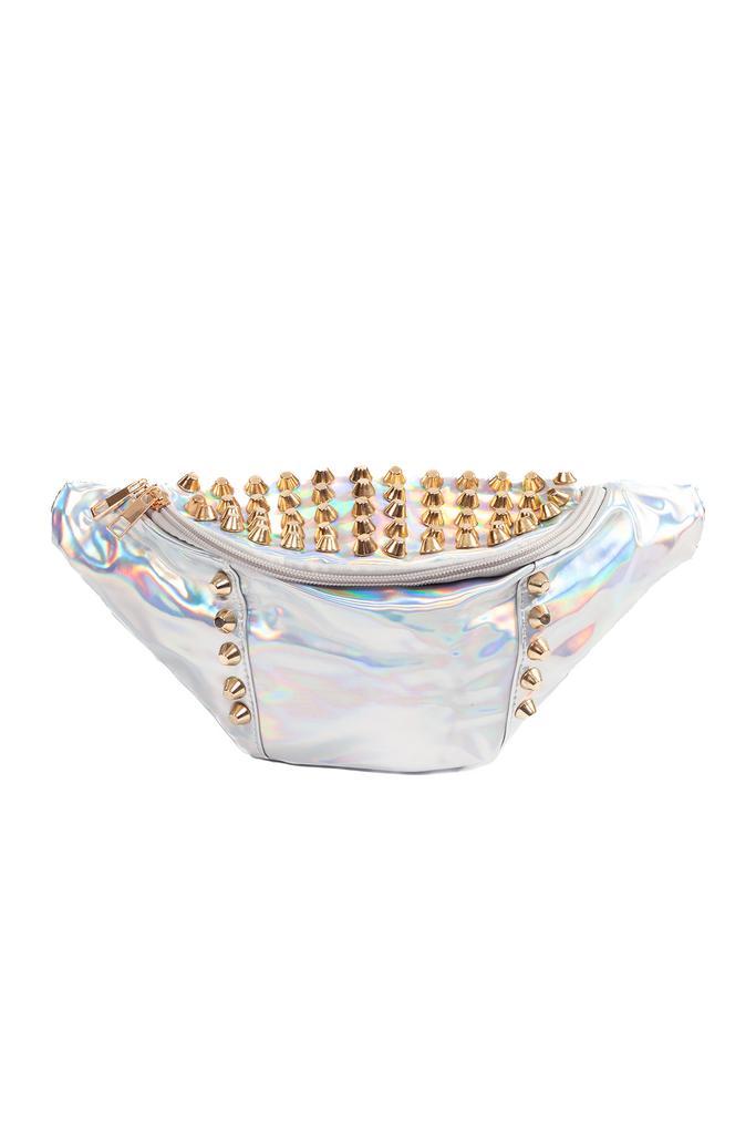 Grote Iridescent Heuptas Zilver Holografisch Gouden Studs Fa, Sieraden, Tassen en Uiterlijk, Tassen | Damestassen, Overige typen