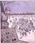Drukke menigte op het ijs op spotprent (lijst optie), Antiek en Kunst, Kunst | Litho's en Zeefdrukken, Verzenden