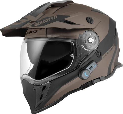Bogotto H331 BT Tour EVO Zwart Bruin Bluetooth Enduro Helm, Motoren, Kleding | Motorhelmen, Offroadhelm, Heren, XS, Nieuw met kaartje