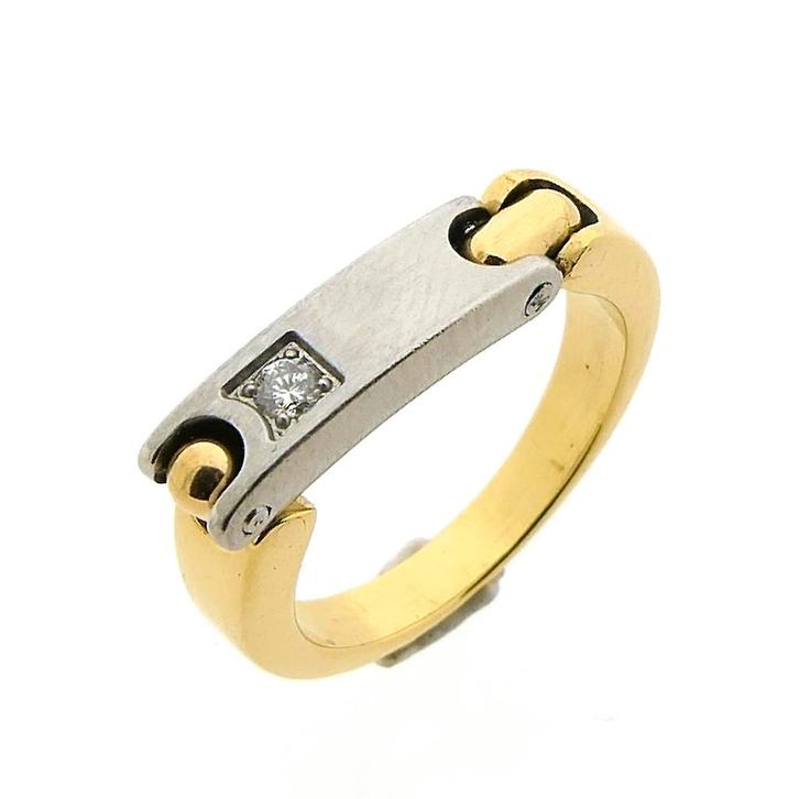 18 Krt. Bicolor gouden ring met diamant; 0,06 ct. | Pequi..., Sieraden, Tassen en Uiterlijk, Ringen, Dame, Met edelsteen, Overige kleuren