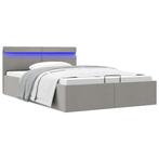 vidaXL Bedframe met opbergruimte en LED stof lichtgrijs, Verzenden, 140 cm, 200 cm, Nieuw