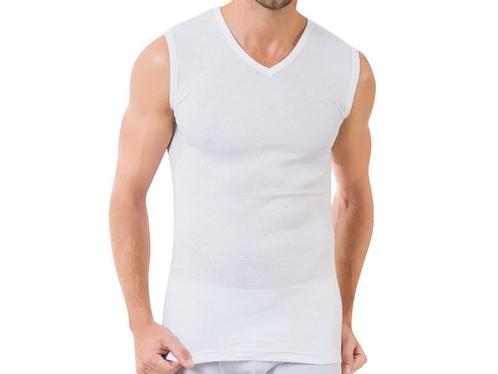 SQOTTON® A-shirt - V-hals - mouwloos - Wit, Kleding | Heren, Ondergoed, Verzenden