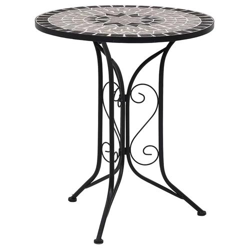 vidaXL Bistrotafel mozaïek 60 cm keramiek grijs, Tuin en Terras, Tuintafels, Nieuw, Verzenden