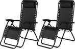 2dekans | Comfortable Ligstoelen - 2 Stuks - Zwart - Tuin, Tuin en Terras, Ophalen of Verzenden, Zo goed als nieuw