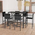 vidaXL 7-delige Tuinbarset poly rattan grijs, Tuin en Terras, Tuinsets en Loungesets, Verzenden, Nieuw, Rotan, 6 zitplaatsen