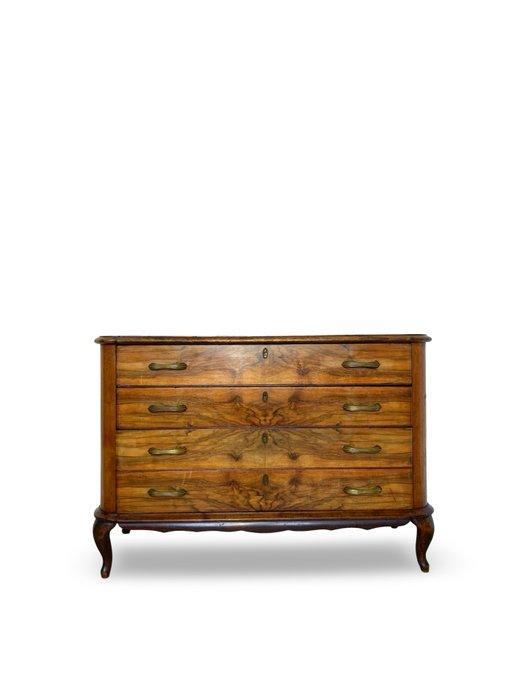 Ladekast - Walnoot, Messing, Wortelnotenhout, Antiek en Kunst, Kunst | Designobjecten