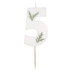Witte Kaars 5 Jaar Gebladerd 5cm, Hobby en Vrije tijd, Verzenden, Nieuw