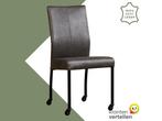 Leren eetkamerstoel Comfort met wieltjes - Vintage Grey, Huis en Inrichting, Stoelen, Nieuw, Leer, Ophalen of Verzenden, Eén