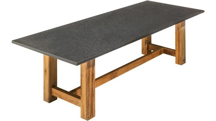Studio 20 Voss natuursteen tafel teak onderstel 220cm *SALE*, Tuin en Terras, Tuinsets en Loungesets, Ophalen of Verzenden