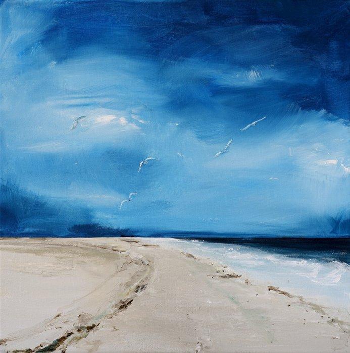 Matthieu van Riel - Ameland Beach, Birds, Antiek en Kunst, Kunst | Schilderijen | Modern