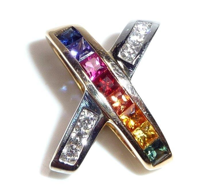 Hanger - 14 karaat Witgoud - 0.64ct. tw. Diamant, Sieraden, Tassen en Uiterlijk, Antieke sieraden