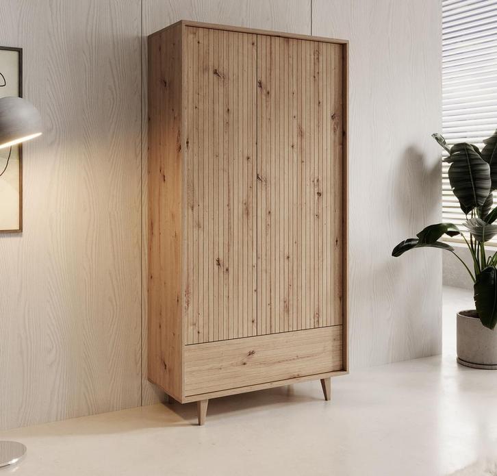 Kledingkast in Eiken 92x40x180cm | Garderobekast Kleerkast, Huis en Inrichting, Kasten | Kledingkasten, 25 tot 50 cm, Met lade(s)