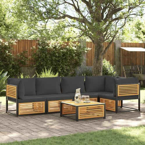 vidaXL 6-delige Loungeset met kussens massief acaciahout, Tuin en Terras, Tuinsets en Loungesets, Loungeset, Nieuw, Hout, Verzenden