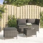 vidaXL 3-delige Loungeset met kussens poly rattan grijs, Tuin en Terras, Tuinsets en Loungesets, Verzenden, Nieuw, Rotan, Loungeset