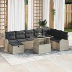 vidaXL Tuin Sofa Set met kussen met opslag 9 pcs Lichtgrijs, Tuin en Terras, Verzenden, Nieuw, Rotan