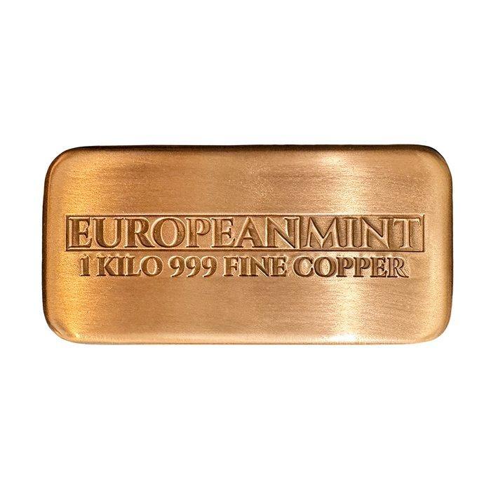 European Mint - Bar - Koper - 1 kg 999 fijne koper, Postzegels en Munten, Edelmetalen en Baren