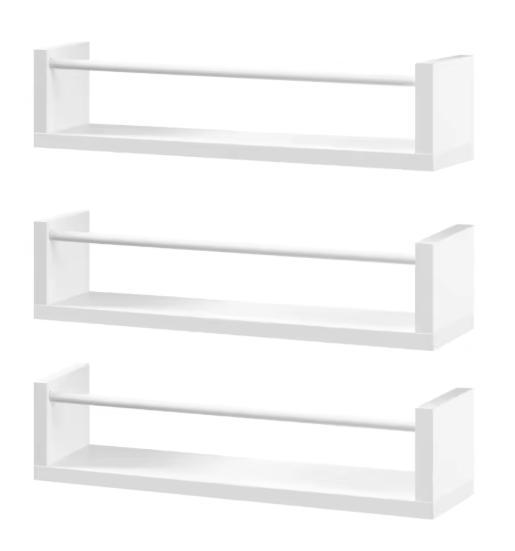 Set van 3 Wandplanken – Zwevend MDF Wit met IJzeren Steun (, Huis en Inrichting, Kasten | Wandmeubels, Nieuw, Verzenden